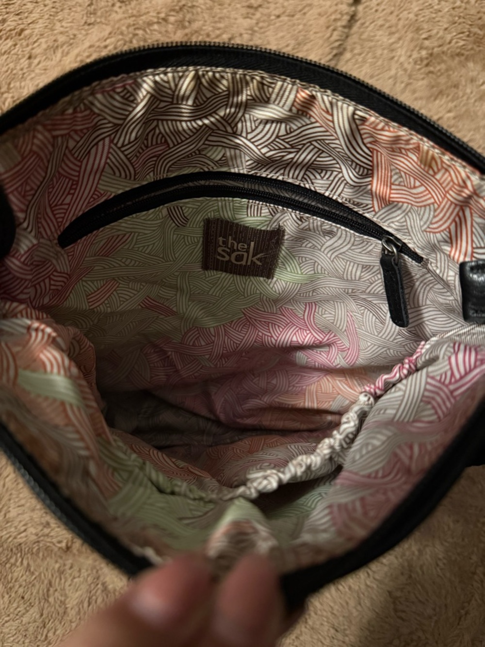 The Sak Black Pebbled Leather Messenger Crossbody - Picture 3 of 7